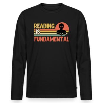Book lover Reading lover and bookworm - Men's Premium Organic Long Sleeve Shirt - black - Front - Nico (187cm)