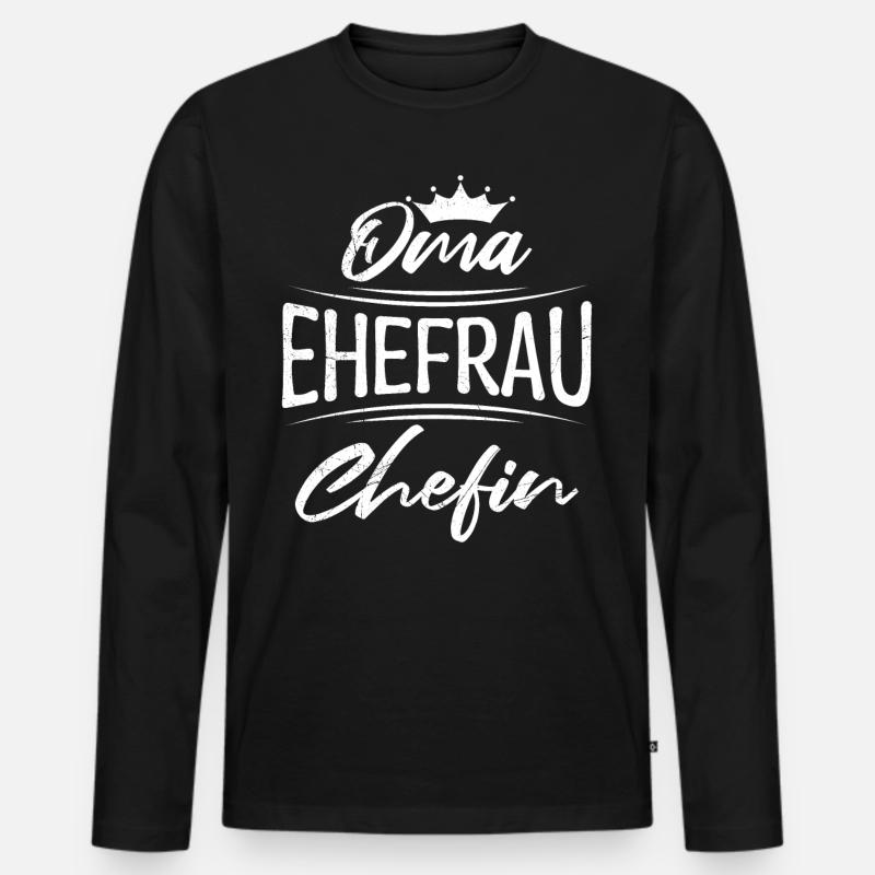 Oma Ehefrau und Chefin Muttertag super Oma - Männer Premium Bio Langarmshirt - Schwarz