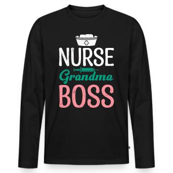 Krankenschwester Oma Chefin Muttertag Granny Boss - Männer Premium Bio Langarmshirt - Schwarz - Vorne - Nico (187cm)