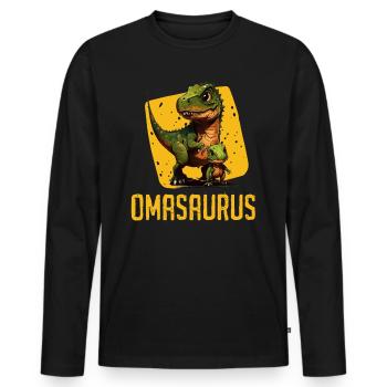 Omasaurus Dinosaurier Grandma Muttertag Granny - Männer Premium Bio Langarmshirt - Schwarz - Vorne - Nico (187cm)