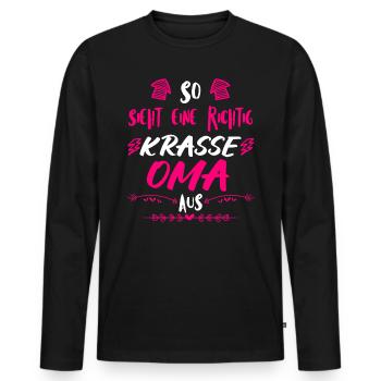 Beste Oma krasse Oma Großmutter Granny - Männer Premium Bio Langarmshirt - Schwarz - Vorne - Nico (187cm)