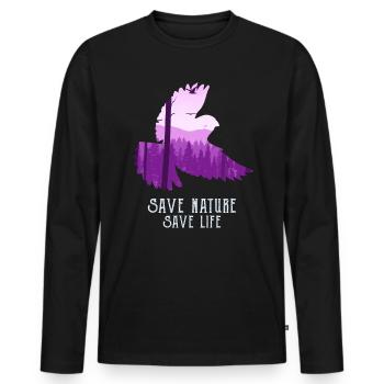 Save Nature Nature Conservation Species Conservation Save the Earth - Men's Premium Organic Long Sleeve Shirt - black - Front - Nico (187cm)