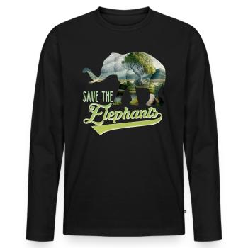 Save the Elephants Artenschutz bedrohte Arten - Männer Premium Bio Langarmshirt - Schwarz - Vorne - Nico (187cm)