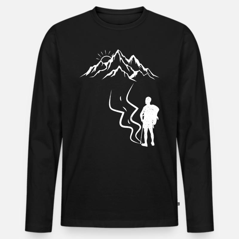 klettern Bergsteiger Wanderer Summit - Männer Premium Bio Langarmshirt - Schwarz