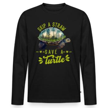 Save the turtles Environmental Protection Ocean - Men's Premium Organic Long Sleeve Shirt - black - Front - Nico (187cm)