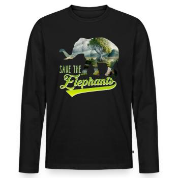 Save the Elephants Artenschutz bedrohte Arten - Männer Premium Bio Langarmshirt - Schwarz - Vorne - Nico (187cm)