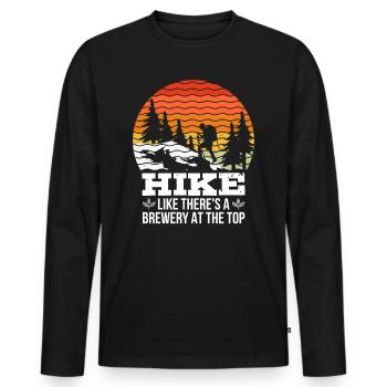 Hikers Funny Beer Fan Hiking Mountaineering Mountains - Men's Premium Organic Long Sleeve Shirt - black - Front - Nico (187cm)