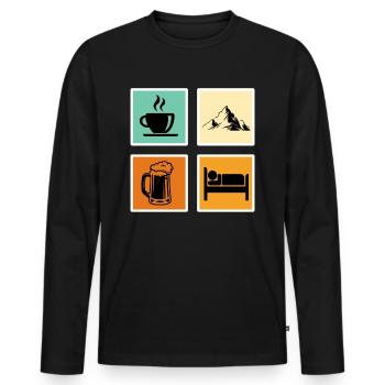 Bergfan Kaffeelover Bierfan Summit Wanderer - T-shirt manches longues Premium bio Homme - noir - Devant - Nico (187cm)