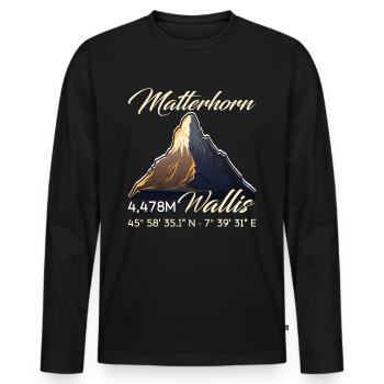 Matterhorn Wanderer Bergfan klettern Hiking - Männer Premium Bio Langarmshirt - Schwarz - Vorne - Nico (187cm)