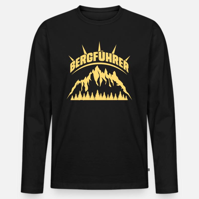 Bergführer Wanderer und Bergsteiger klettern - Männer Premium Bio Langarmshirt - Schwarz