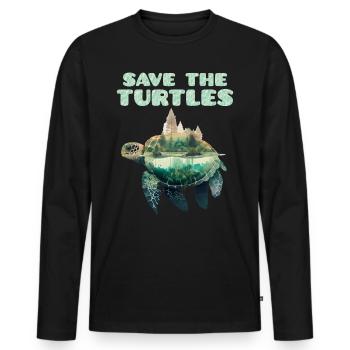 Save the turtles, species conservation, nature conservation - Men's Premium Organic Long Sleeve Shirt - black - Front - Nico (187cm)