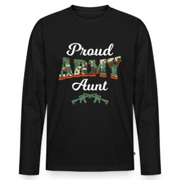 Proud Aunt Army Soldiers Military Fan Aunties - Men's Premium Organic Long Sleeve Shirt - black - Front - Nico (187cm)
