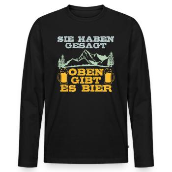 Hiker Beer Fan At the top there is beer Mountain Fan Mountains - Men's Premium Organic Long Sleeve Shirt - black - Front - Nico (187cm)