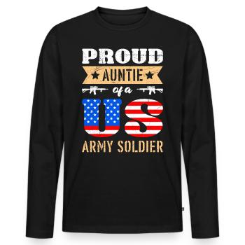 Proud Aunt Army Soldiers Military Fan Aunties - Men's Premium Organic Long Sleeve Shirt - black - Front - Nico (187cm)
