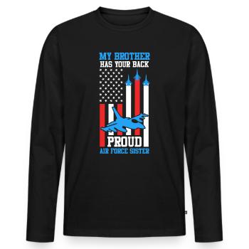 Proud Sister Air Force Soldiers Brother USA - T-shirt manches longues Premium bio Homme - noir - Devant - Nico (187cm)