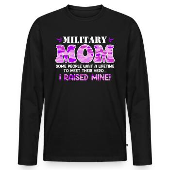 Fan militaire Mamans Patriotisme Amérique Maman - T-shirt manches longues Premium bio Homme - noir - Devant - Nico (187cm)