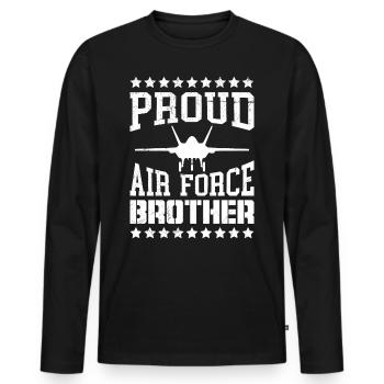 Proud Brother Air Force America I love USA - Men's Premium Organic Long Sleeve Shirt - black - Front - Nico (187cm)