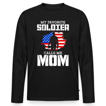Proud Mom Soldier Military Fan America USA - T-shirt manches longues Premium bio Homme - noir - Devant - Nico (187cm)