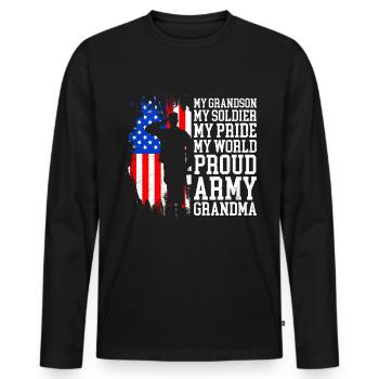 Proud Granny USA Soldiers America Military Patriots - T-shirt manches longues Premium bio Homme - noir - Devant - Nico (187cm)