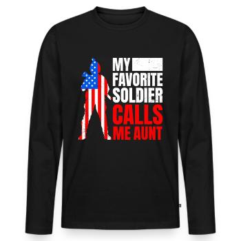 Soldats Tantes Fan militaire Amérique Patriotes - T-shirt manches longues Premium bio Homme - noir - Devant - Nico (187cm)