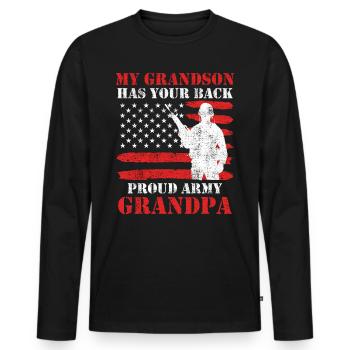 Proud Grandpa Soldier Grandson Army Fan America - Men's Premium Organic Long Sleeve Shirt - black - Front - Nico (187cm)