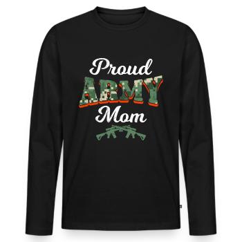 Proud Mama Army Soldiers Military Fan America - T-shirt manches longues Premium bio Homme - noir - Devant - Nico (187cm)