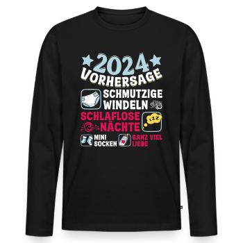 Vorhersage 2024 bald Vater Babyparty 2024 - Männer Premium Bio Langarmshirt - Schwarz - Vorne - Nico (187cm)