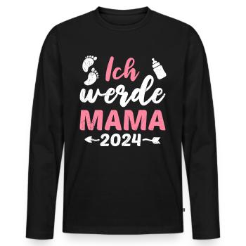Ich werde Mama 2024 Baby Ankündigung Vorhersage - Männer Premium Bio Langarmshirt - Schwarz - Vorne - Nico (187cm)
