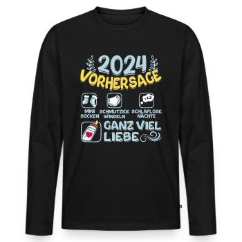 Babyparty Vorhersage 2024 werdende Mama 2024 - Männer Premium Bio Langarmshirt - Schwarz - Vorne - Nico (187cm)
