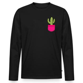 Cactus Lovers Succulents Botany Garden - Men's Premium Organic Long Sleeve Shirt - black - Front - Nico (187cm)