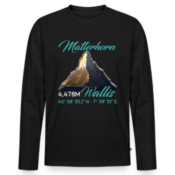 Matterhorn Wanderer Bergfan klettern Hiking - Männer Premium Bio Langarmshirt - Schwarz - Vorne - Nico (187cm)