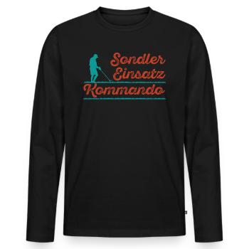 Sondler Einsatz Kommando Sondengänger mit Detektor - Männer Premium Bio Langarmshirt - Schwarz - Vorne - Nico (187cm)