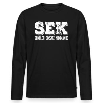 Sondler Einsatz Kommando Sondengänger mit Detektor - Männer Premium Bio Langarmshirt - Schwarz - Vorne - Nico (187cm)