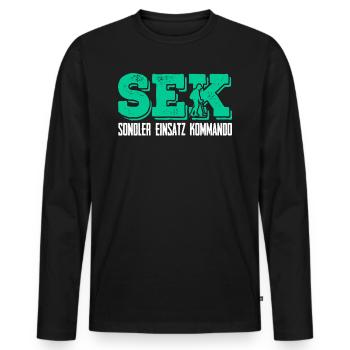 Sondler Einsatz Kommando Sondengänger mit Detektor - Männer Premium Bio Langarmshirt - Schwarz - Vorne - Nico (187cm)