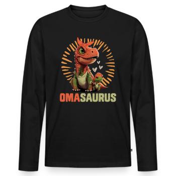 Omasaurus Dinosaurier Grandma Muttertag Granny - Männer Premium Bio Langarmshirt - Schwarz - Vorne - Nico (187cm)