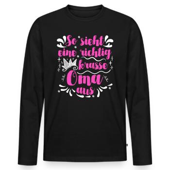 Beste Oma krasse Oma Großmutter Granny - Männer Premium Bio Langarmshirt - Schwarz - Vorne - Nico (187cm)