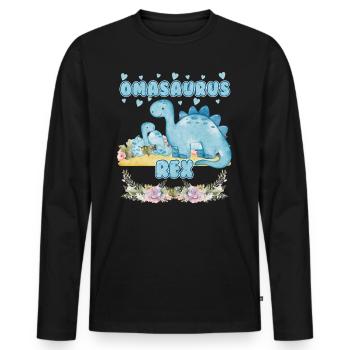 Omasaurus Dinosaurier Grandma Muttertag Granny - Männer Premium Bio Langarmshirt - Schwarz - Vorne - Nico (187cm)