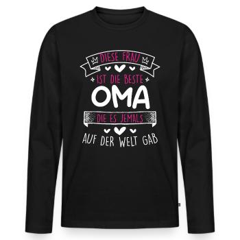 Weltbeste Oma Muttertag coole Oma Granny - Männer Premium Bio Langarmshirt - Schwarz - Vorne - Nico (187cm)