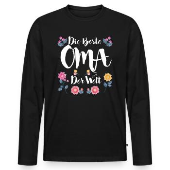 Weltbeste Oma Muttertag coole Oma Granny - Männer Premium Bio Langarmshirt - Schwarz - Vorne - Nico (187cm)