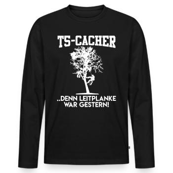 Geocaching Geocacher GPS Schnitzeljagd - Männer Premium Bio Langarmshirt - Schwarz - Vorne - Nico (187cm)