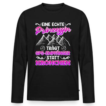 Geocache Eine echte Prinzessin trägt GPS Empfänger - Männer Premium Bio Langarmshirt - Schwarz - Vorne - Nico (187cm)