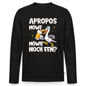 Apropos Möwe Möwie noch Een? Norddeutschland - Männer Premium Bio Langarmshirt - Schwarz - Vorne - Nico (187cm)