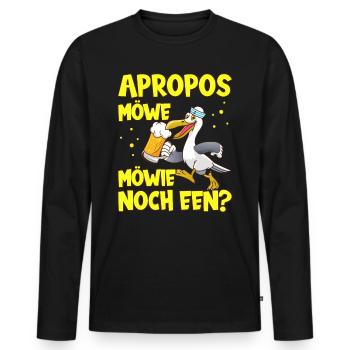 Apropos Möwe Möwie noch Een? Norddeutschland - Männer Premium Bio Langarmshirt - Schwarz - Vorne - Nico (187cm)