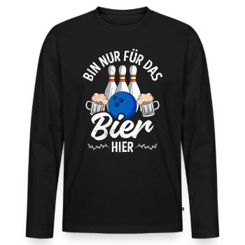 Bowling Für das Bier hier Bierliebhaber Bowler - Männer Premium Bio Langarmshirt - Schwarz - Vorne - Nico (187cm)