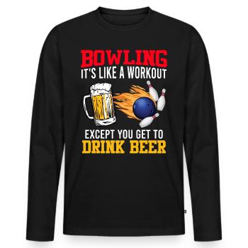 Bowling It ́s like a Workout Bowling Player - Men's Premium Organic Long Sleeve Shirt - black - Front - Nico (187cm)