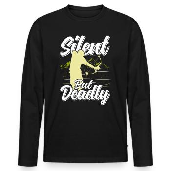 Bogenfischen Silent but Deadly Bogenfischer - Männer Premium Bio Langarmshirt - Schwarz - Vorne - Nico (187cm)