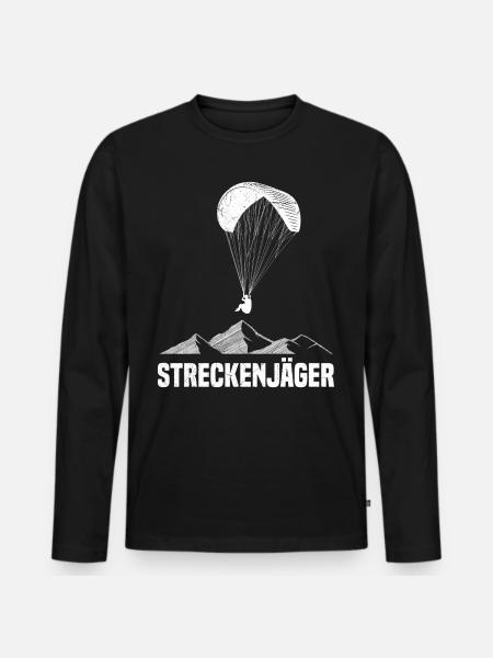 Streckenflug Streckenjäger Paragliding Shirt - Männer Premium Bio Langarmshirt - Schwarz