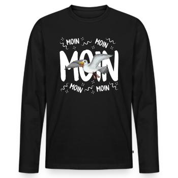 Moin Moin Moin Norddeutschland Shirt Vogelfreund - T-shirt manches longues Premium bio Homme - noir - Devant - Nico (187cm)