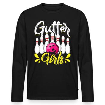 Bowling Damen Gutter Girls Shirt Bowler - Men's Premium Organic Long Sleeve Shirt - black - Front - Nico (187cm)