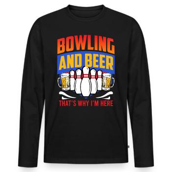 Bowling und Bier Darum bin ich hier Bowler - Männer Premium Bio Langarmshirt - Schwarz - Vorne - Nico (187cm)